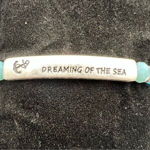 Dreaming of the Sea Silver Tone Beaded Stretch Bracelet